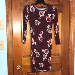 Burgundy Rose Dress